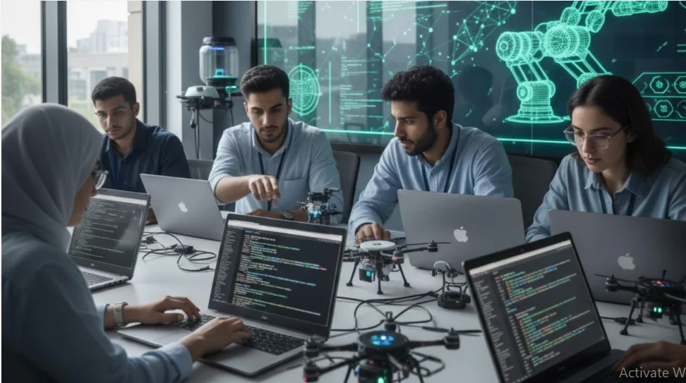 Students learning programming and exploring technology in a computer science lab
Copy Prompt