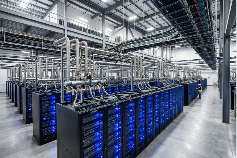 AI infrastructure news represented by a modern artificial intelligence data center