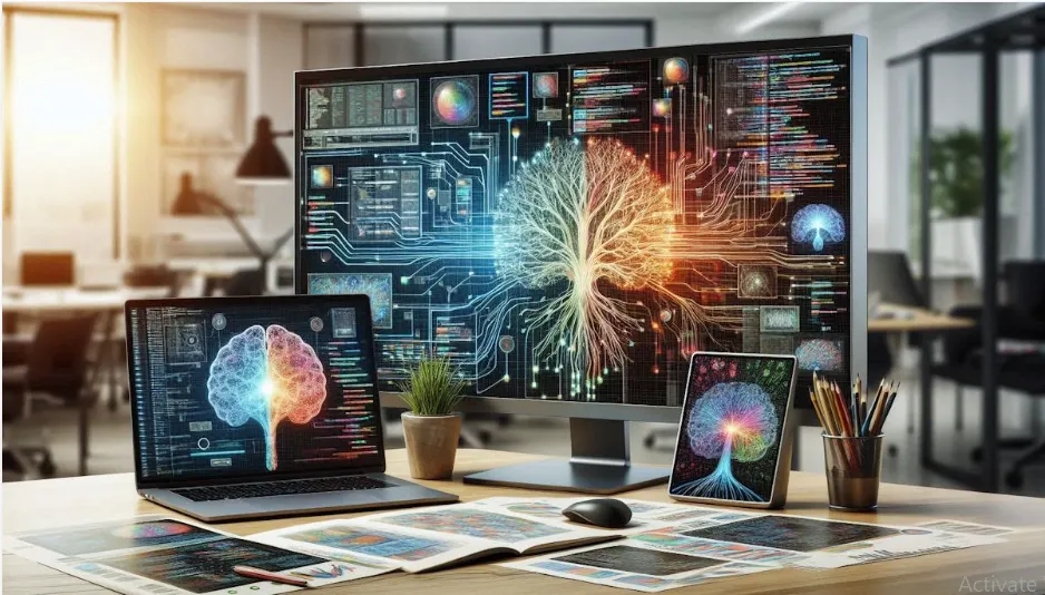 Machine learning models identifying patterns in data through neural networks.